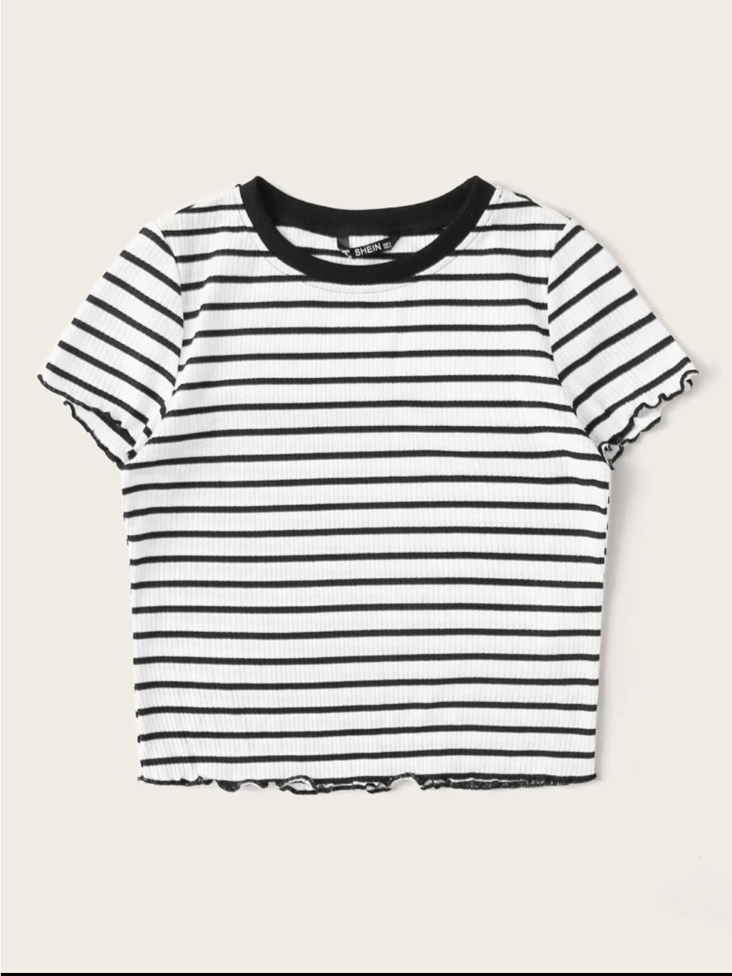 Shein Black & White Striped Crop Tee